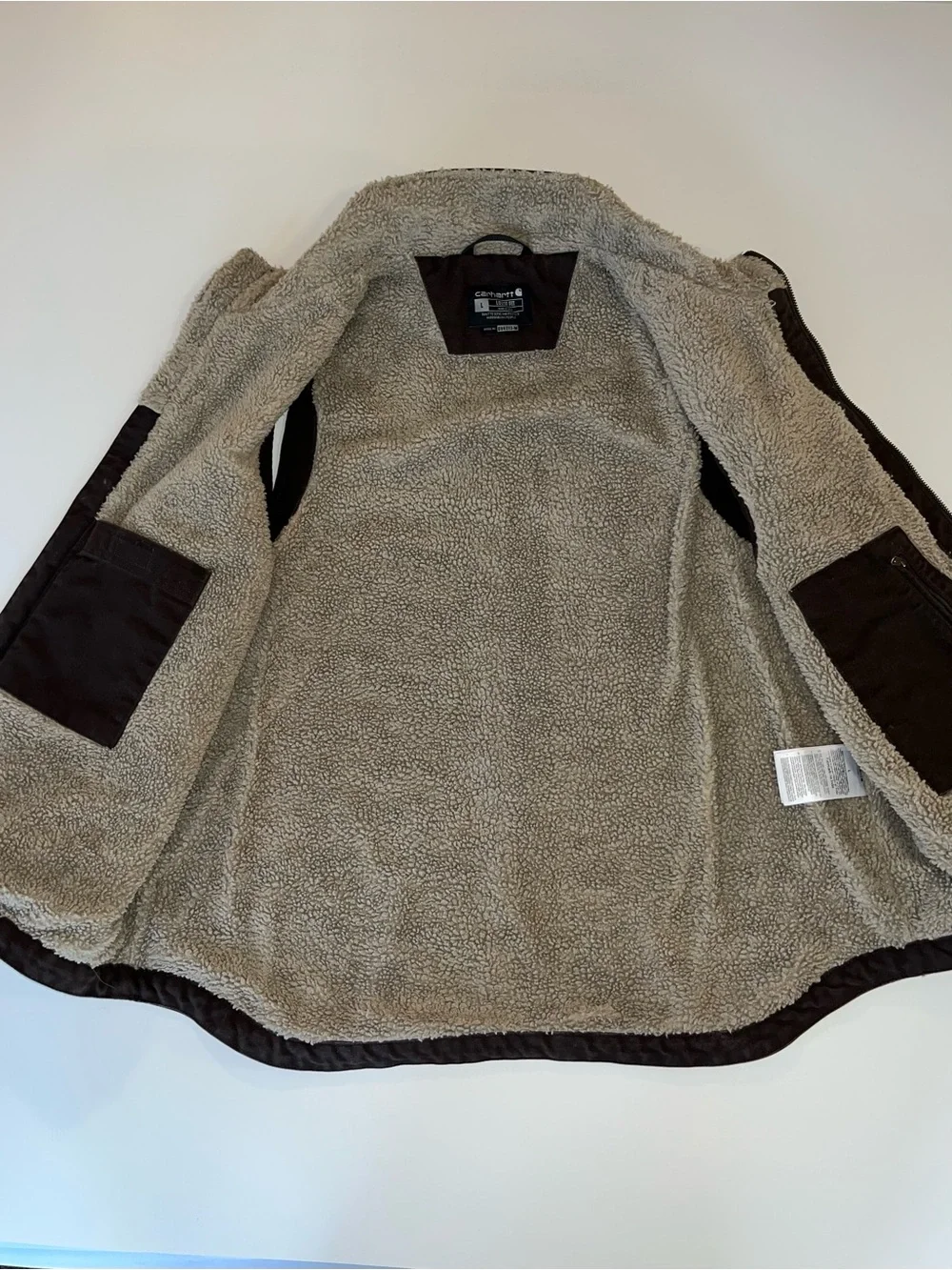 Carhartt Men’s Sherpa Lined Mock Neck Vest Dark Brown Size L - Picture 10 of 12